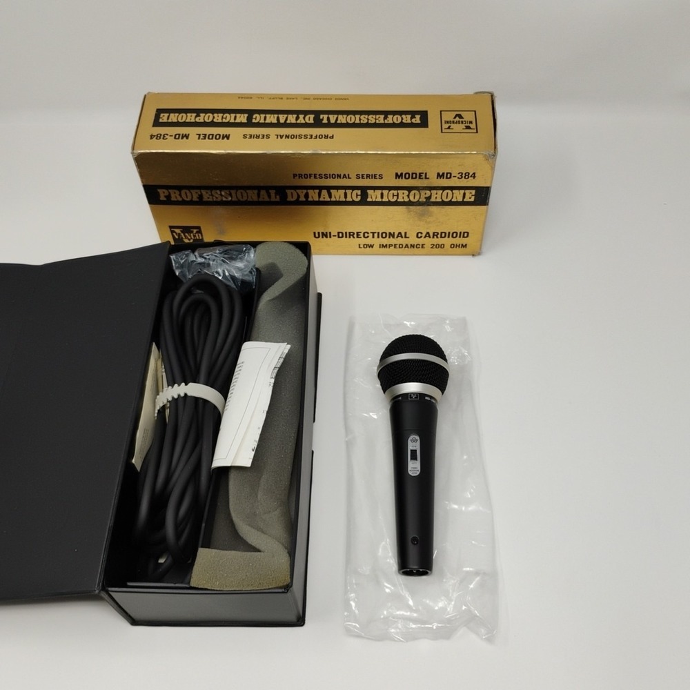 VANCO MD-384 Unidirectional Dynamic Cardioid Microphone Japan Pre-Owned Not Used - Picture 7 of 13